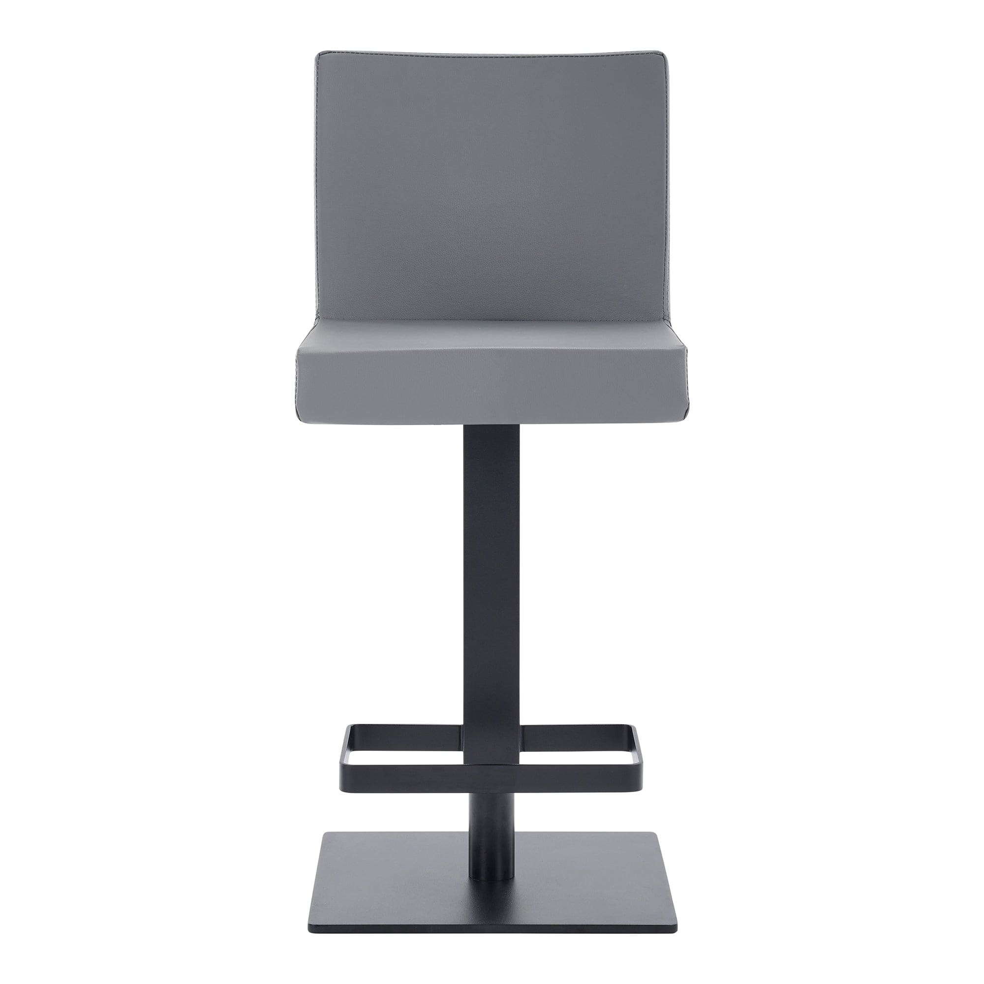 Armen Living Barstool Armen Living | Legacy Adjustable Height Swivel Grey Faux Leather and Black Metal Bar Stool | LCLGSWBAMBGR