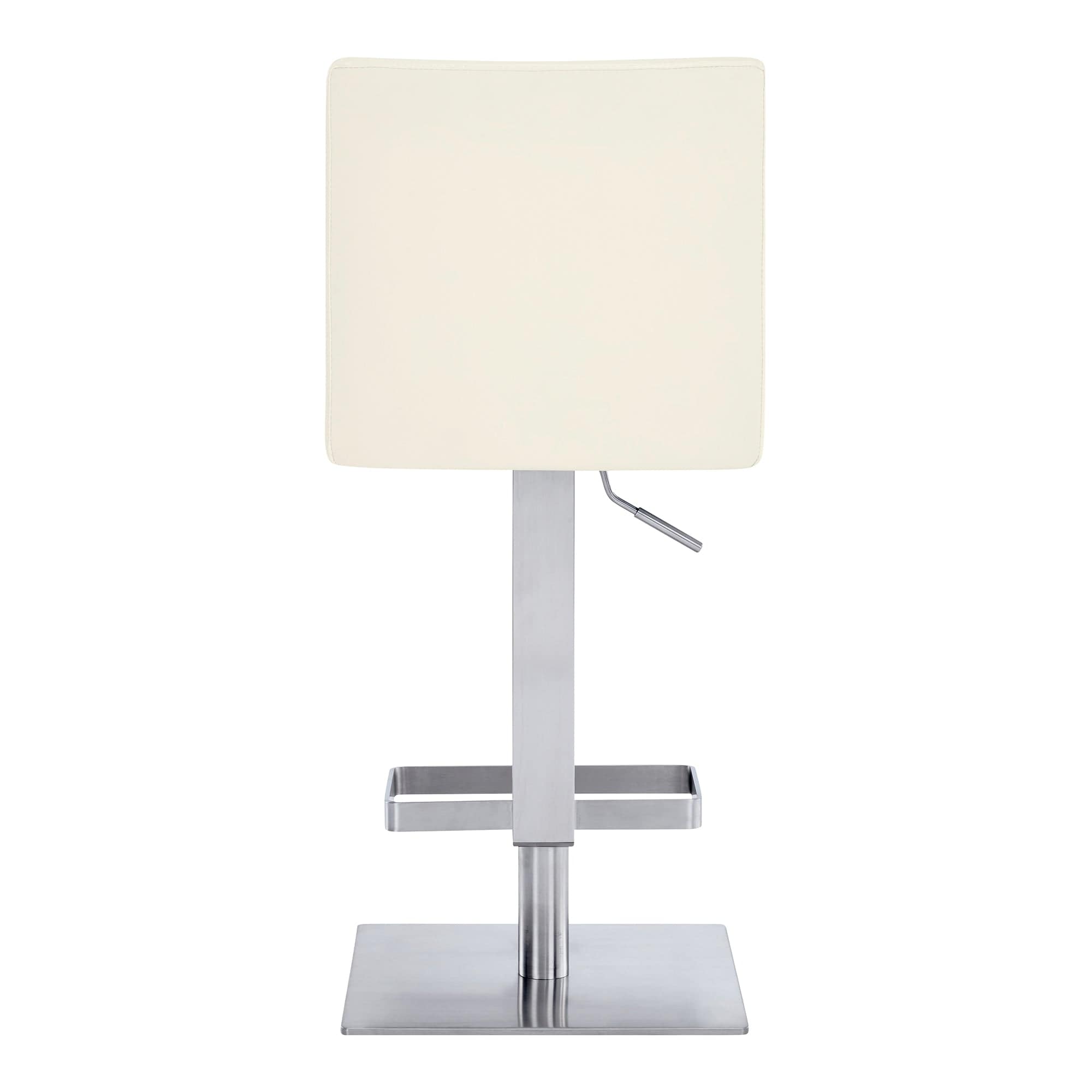 Armen Living Barstool Armen Living | Legacy Adjustable Height Swivel White Faux Leather and Brushed Stainless Steel Bar Stool | LCLGSWBABSWH