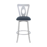 Armen Living Barstool Armen Living | Lola Contemporary 30" Bar Height Barstool in Brushed Stainless Steel Finish and Gray Faux Leather | LCLLBABSGR30