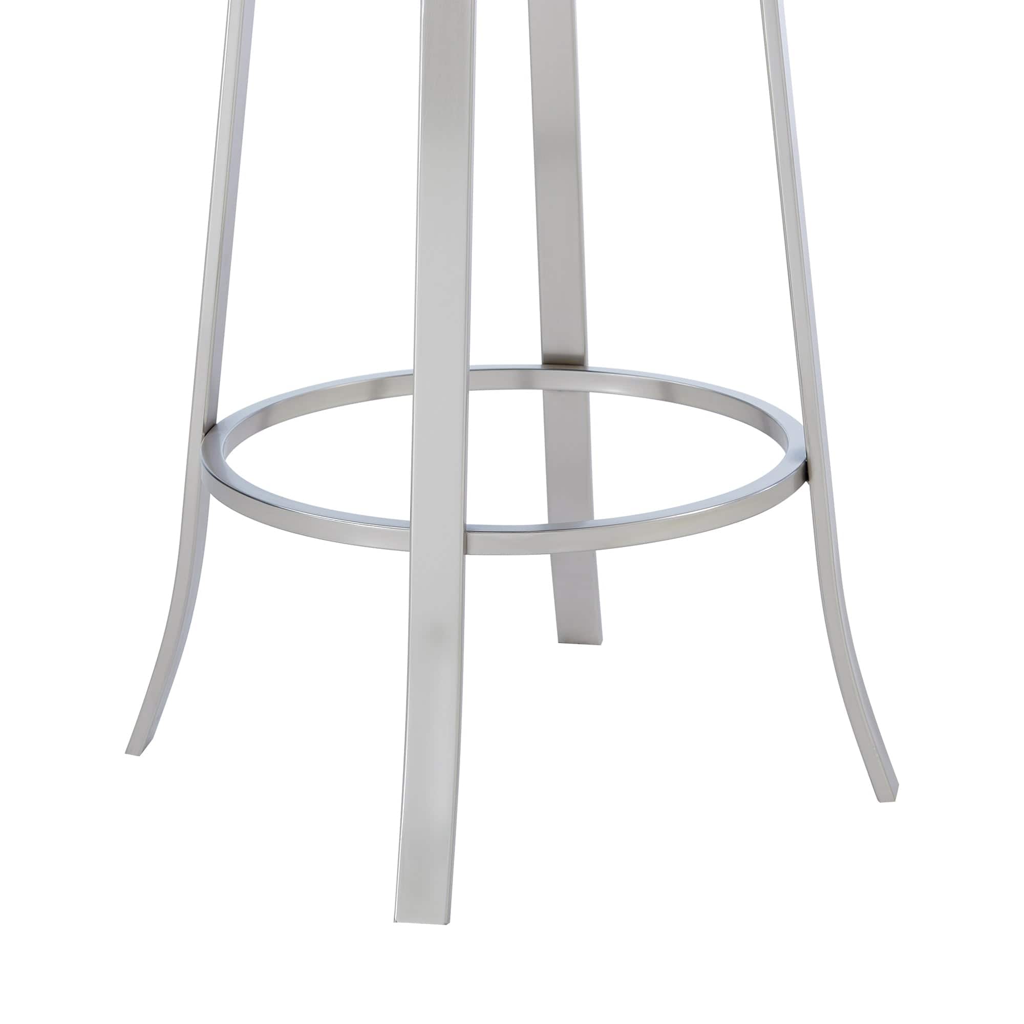 Armen Living Barstool Armen Living | Lola Contemporary 30" Bar Height Barstool in Brushed Stainless Steel Finish and Gray Faux Leather | LCLLBABSGR30