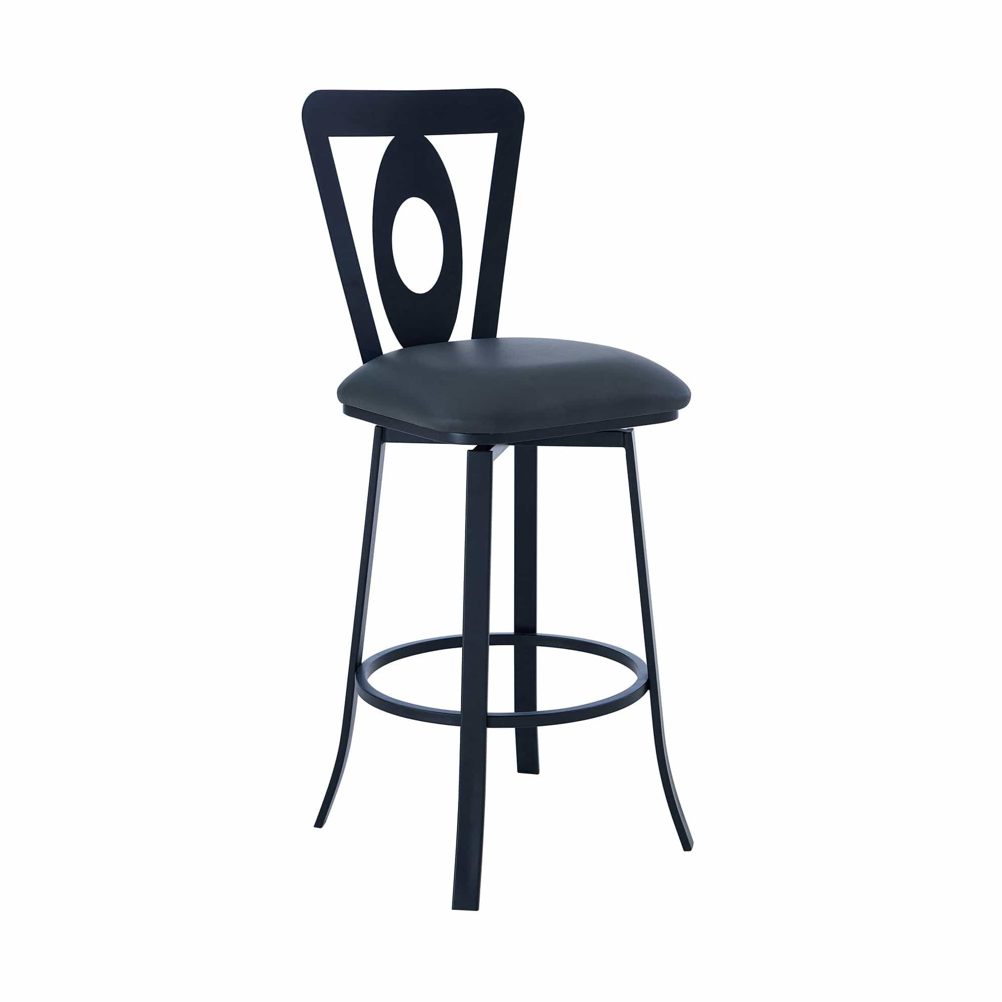 Armen Living Barstool Armen Living | Lola Contemporary 30" Bar Height Barstool in Matte Black Finish and Gray Faux Leather | LCLLBAMBGR30