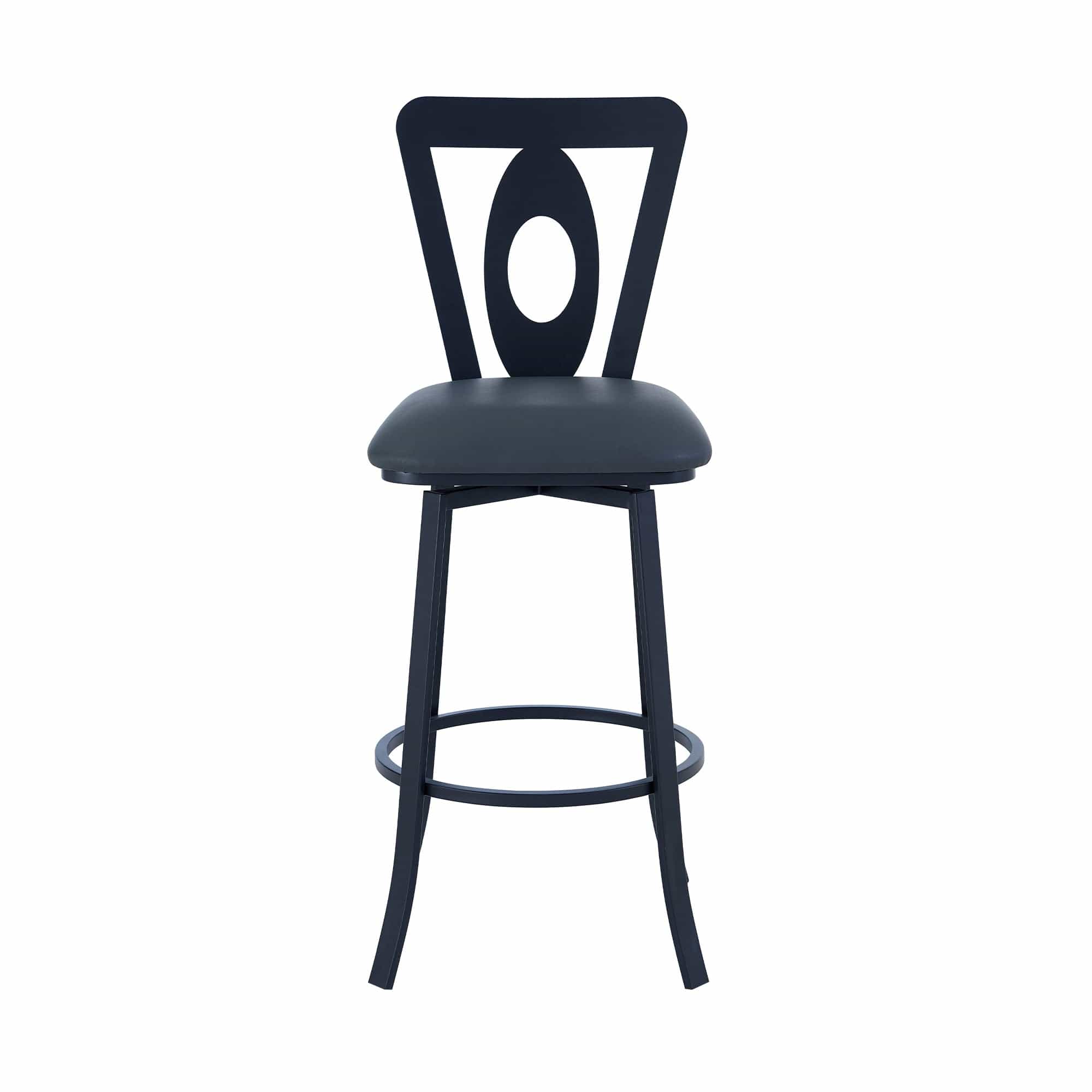 Armen Living Barstool Armen Living | Lola Contemporary 30" Bar Height Barstool in Matte Black Finish and Gray Faux Leather | LCLLBAMBGR30