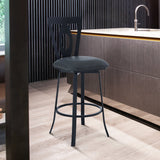 Armen Living Barstool Armen Living | Lola Contemporary 30" Bar Height Barstool in Matte Black Finish and Gray Faux Leather | LCLLBAMBGR30