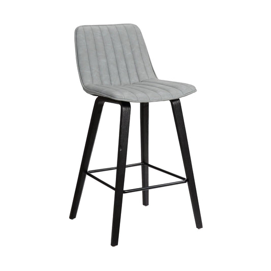 Armen Living Barstool Armen Living | Lorenz 26" Gray Faux Leather Barstool In Black Brushed Wood Finish | LCLRBABLGR26