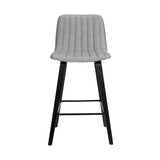 Armen Living Barstool Armen Living | Lorenz 26" Gray Faux Leather Barstool In Black Brushed Wood Finish | LCLRBABLGR26