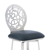 Armen Living Barstool Armen Living | Lotus Contemporary 30" Bar Height Barstool in Brushed Stainless Steel Finish and Gray Faux Leather | LCLTBABSGR30