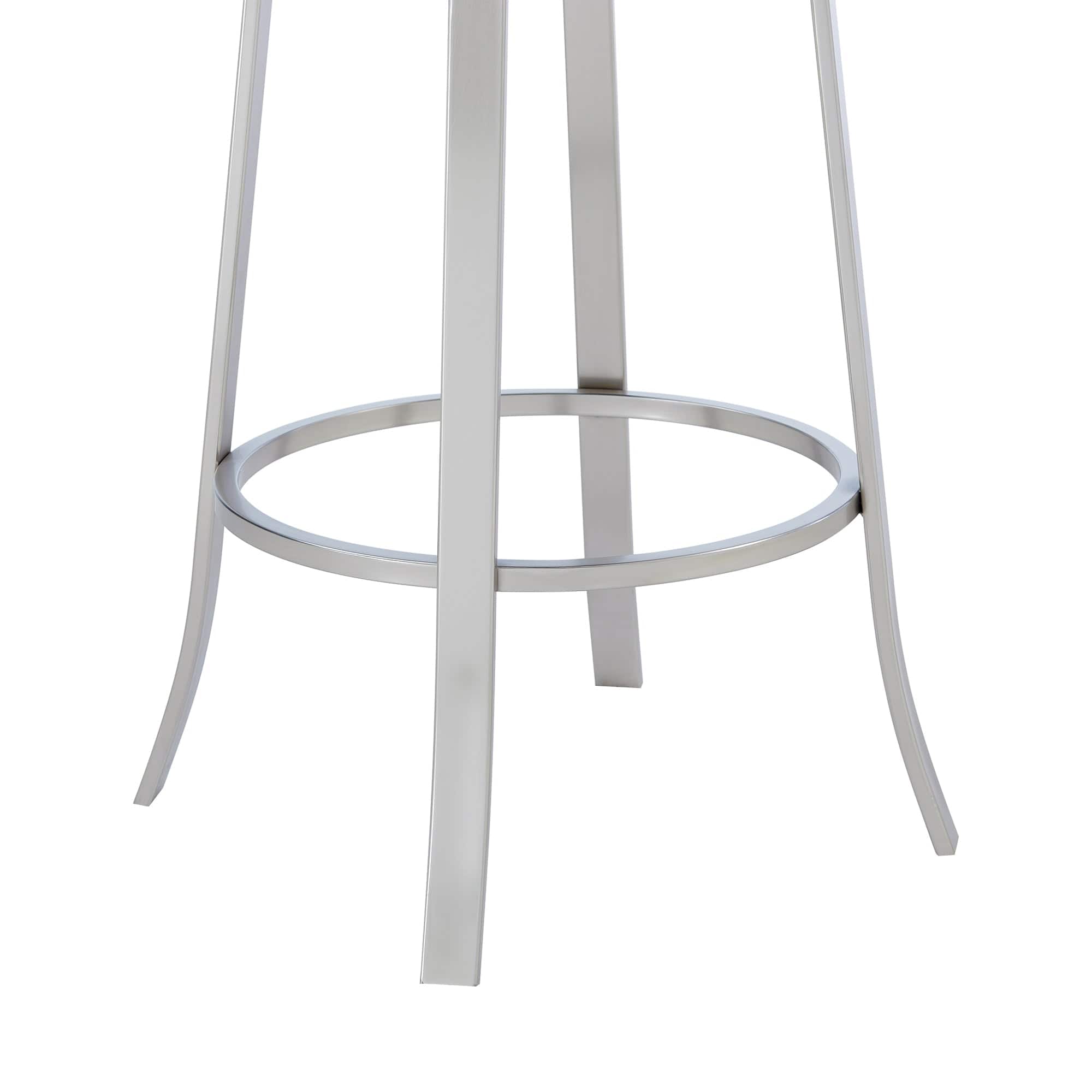 Armen Living Barstool Armen Living | Lotus Contemporary 30" Bar Height Barstool in Brushed Stainless Steel Finish and Gray Faux Leather | LCLTBABSGR30