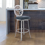 Armen Living Barstool Armen Living | Lotus Contemporary 30" Bar Height Barstool in Brushed Stainless Steel Finish and Gray Faux Leather | LCLTBABSGR30