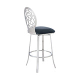 Armen Living Barstool Armen Living - Lotus Contemporary 30" Bar Height Barstool in Brushed Stainless Steel Finish and Gray Faux Leather | LCLTBABSGR30