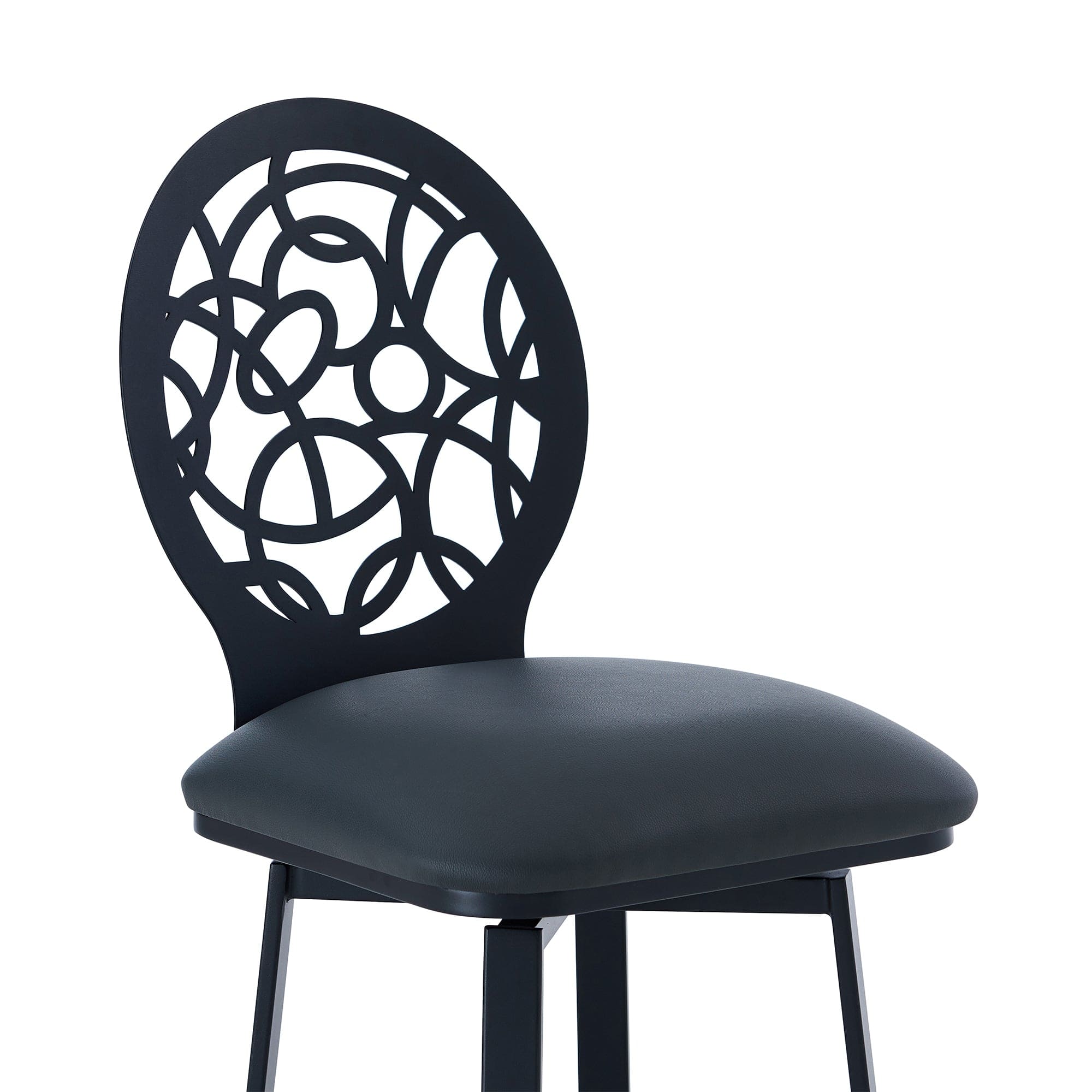 Armen Living Barstool Armen Living | Lotus Contemporary 30" Bar Height Barstool in Matte Black Finish and Gray Faux Leather | LCLTBAMBGR30