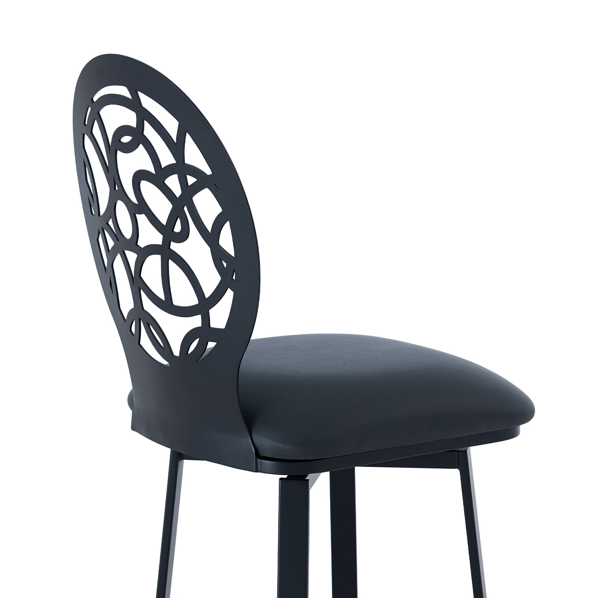 Armen Living Barstool Armen Living | Lotus Contemporary 30" Bar Height Barstool in Matte Black Finish and Gray Faux Leather | LCLTBAMBGR30