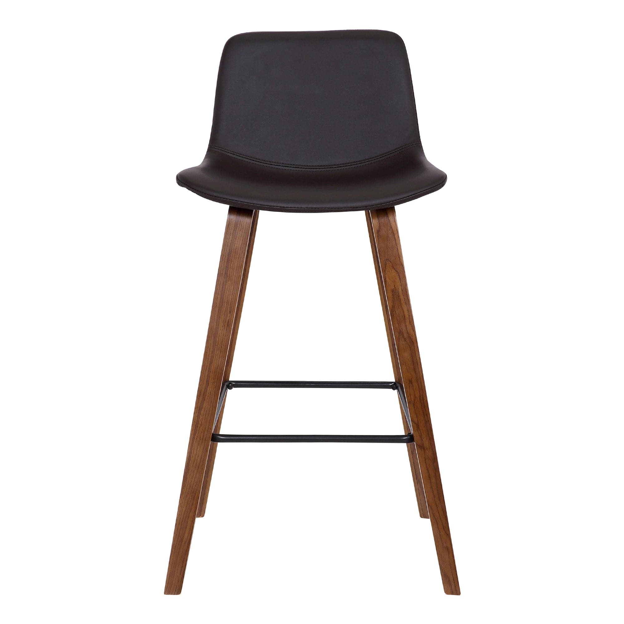 Armen Living Barstool Armen Living - Maddie Contemporary Barstool in Walnut Wood Finish and Brown Faux Leather | LCMDBAWABR26