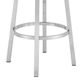 Armen Living Barstool Armen Living | Madrid 26" Counter Height Swivel Blue Faux Leather and Brushed Stainless Steel Bar Stool | LCMABABSBLU26
