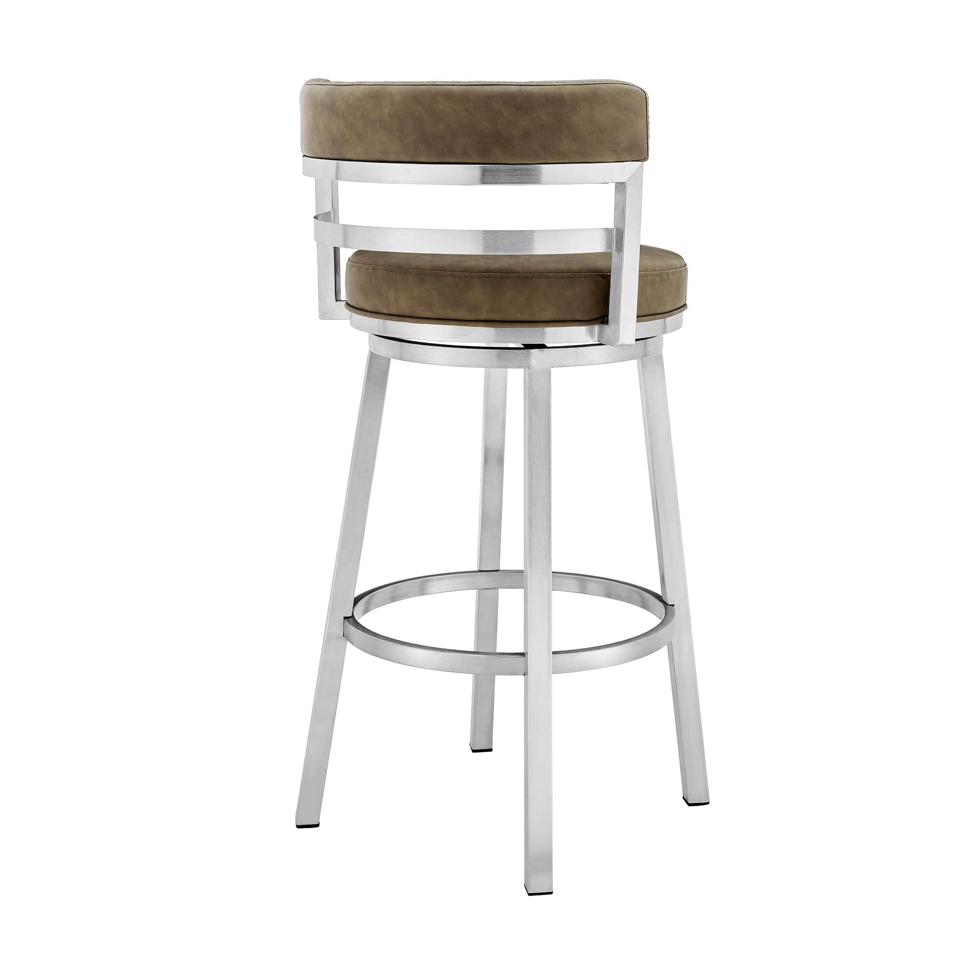 Armen Living Barstool Armen Living | Madrid 26" Counter Height Swivel Green Faux Leather and Brushed Stainless Steel Bar Stool | LCMABABSGRN26