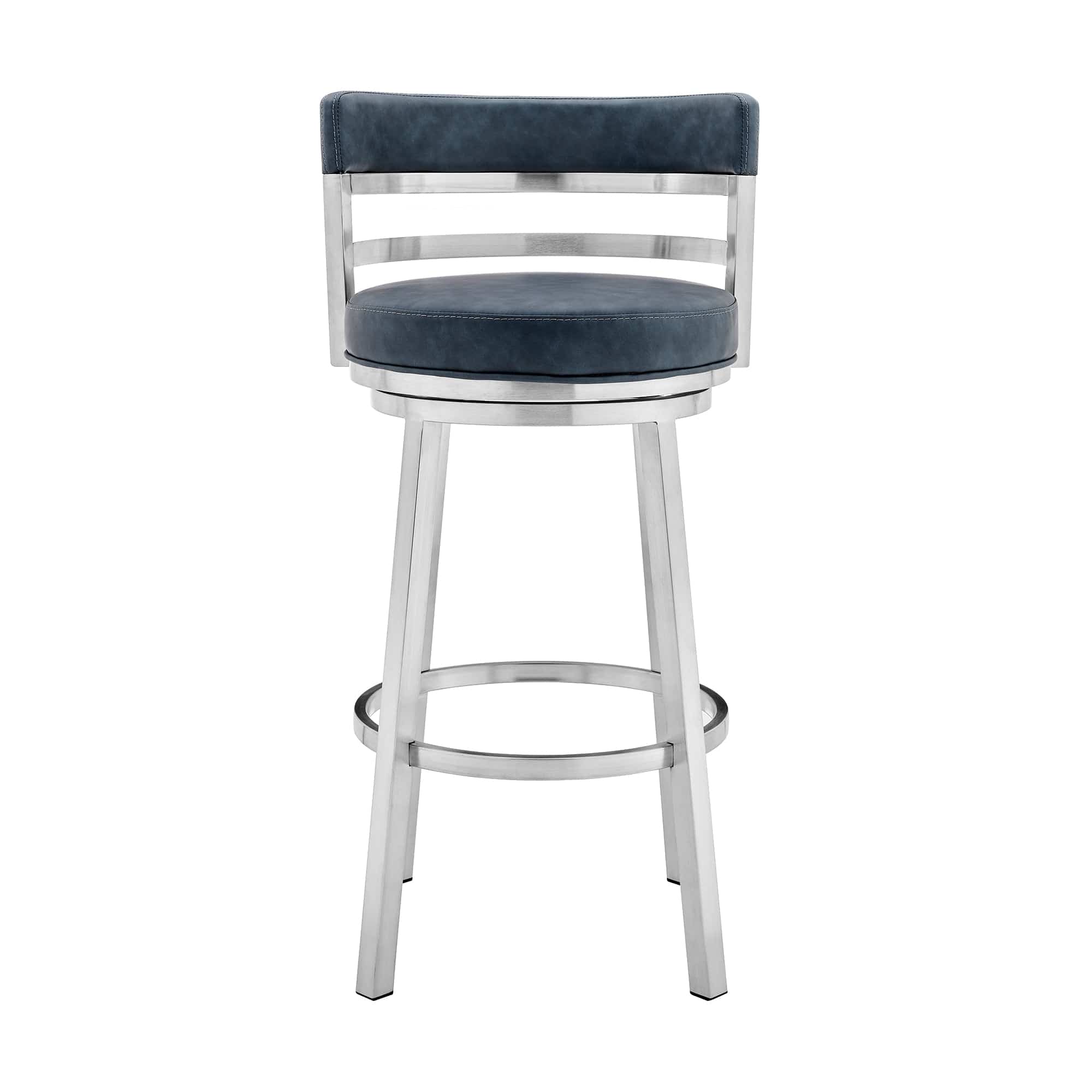 Armen Living Barstool Armen Living - Madrid 26" Counter Height Swivel Red Faux Leather and Brushed Stainless Steel Bar Stool | LCMABABSRED26
