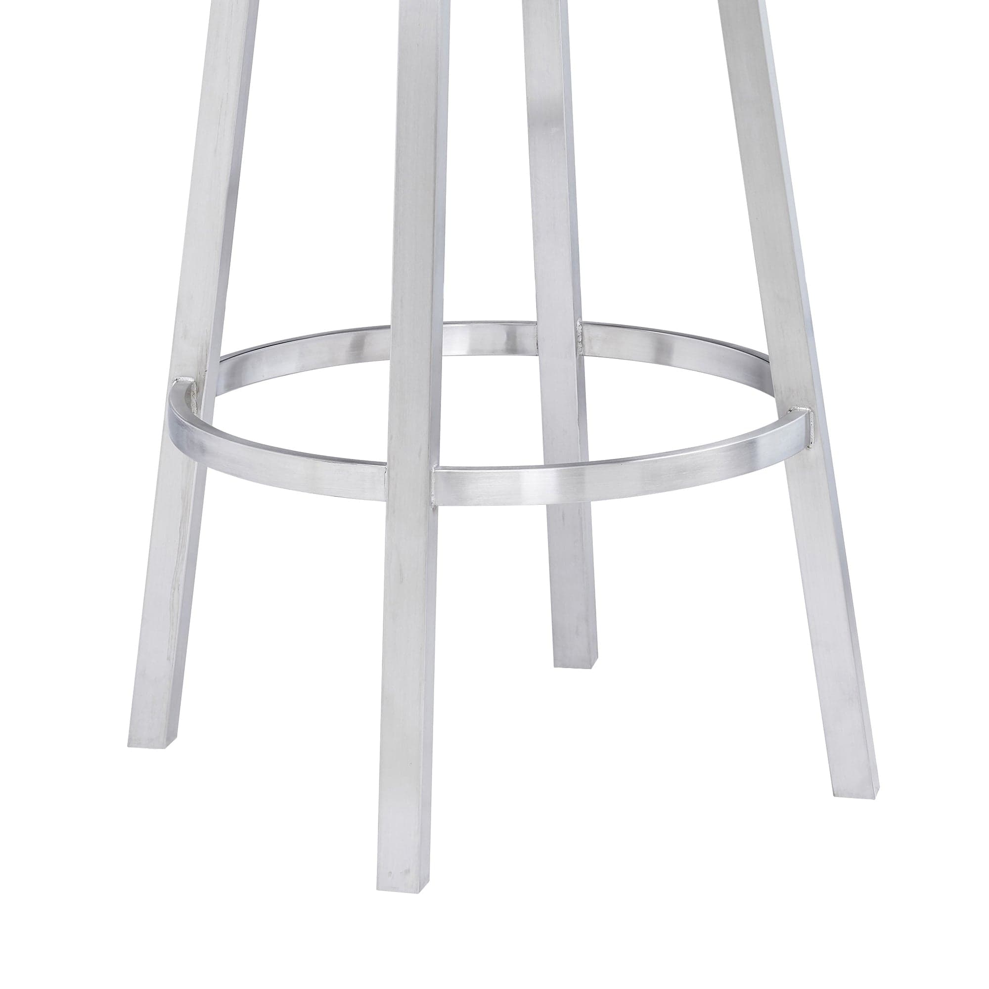 Armen Living Barstool Armen Living | Madrid 30" Bar Height Swivel White Faux Leather and Brushed Stainless Steel Bar Stool | LCMABABSWH30