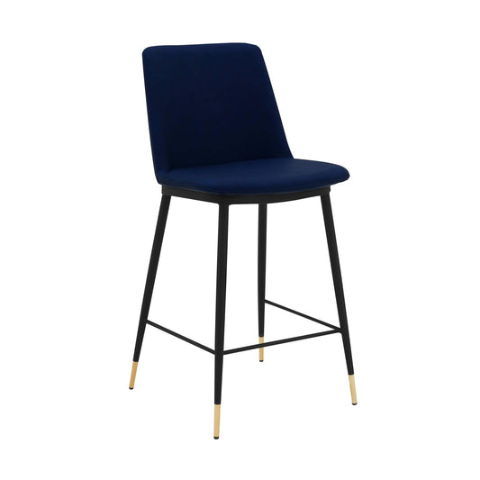 Armen Living Barstool Armen Living | Messina 26" Blue Faux Leather and Metal Counter Height Bar Stool | LCMSBABLBLU26