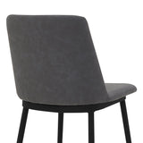 Armen Living Barstool Armen Living | Messina 26" Gray Faux Leather and Metal Counter Height Bar Stool | LCMSBABLGRY26