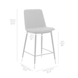 Armen Living Barstool Armen Living | Messina 26" Gray Faux Leather and Metal Counter Height Bar Stool | LCMSBABLGRY26