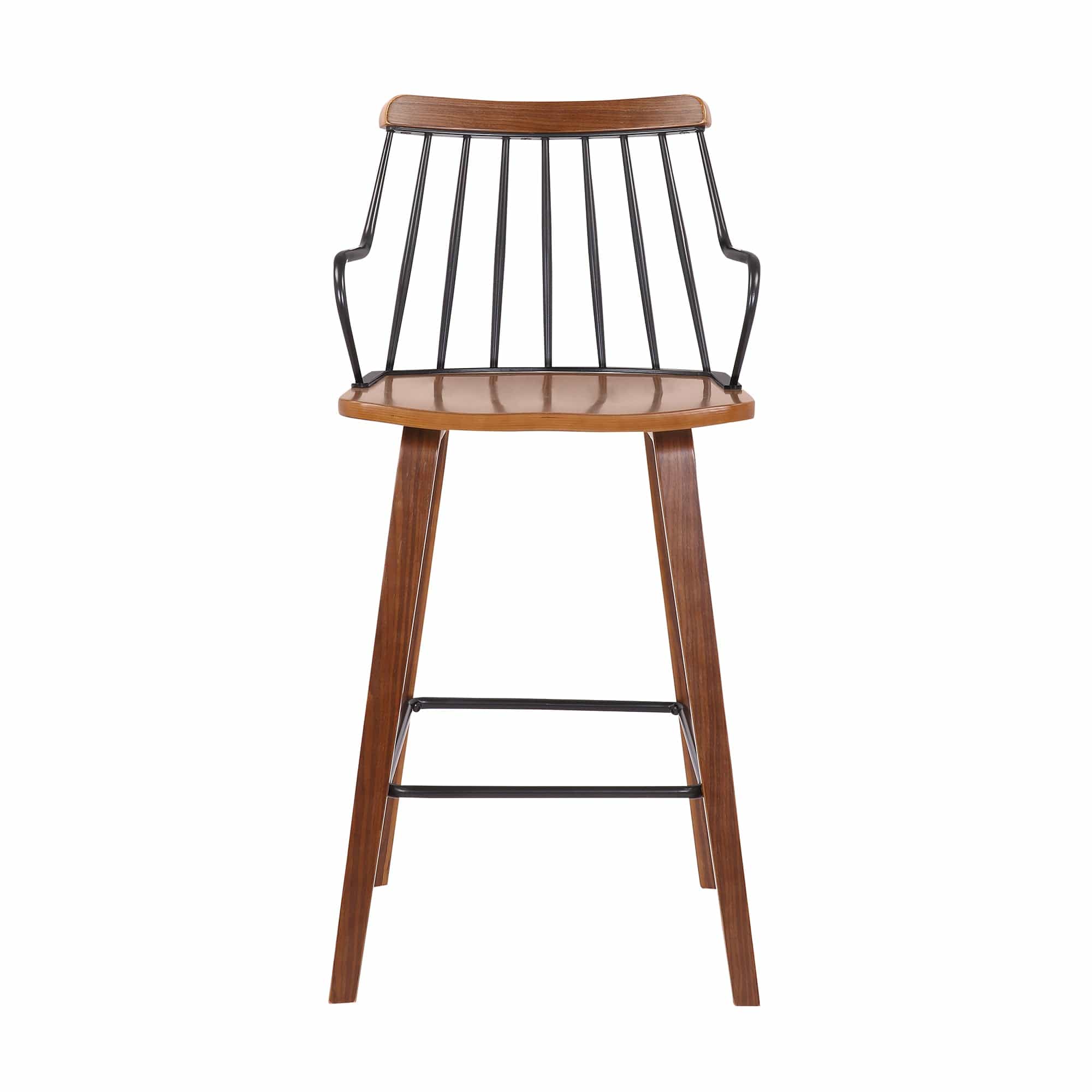 Armen Living Barstool Armen Living | Micah Walnut and Metal Modern 26" Counter Height Bar Stool | LCMIBAWA26