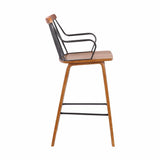 Armen Living Barstool Armen Living | Micah Walnut and Metal Modern 26" Counter Height Bar Stool | LCMIBAWA26