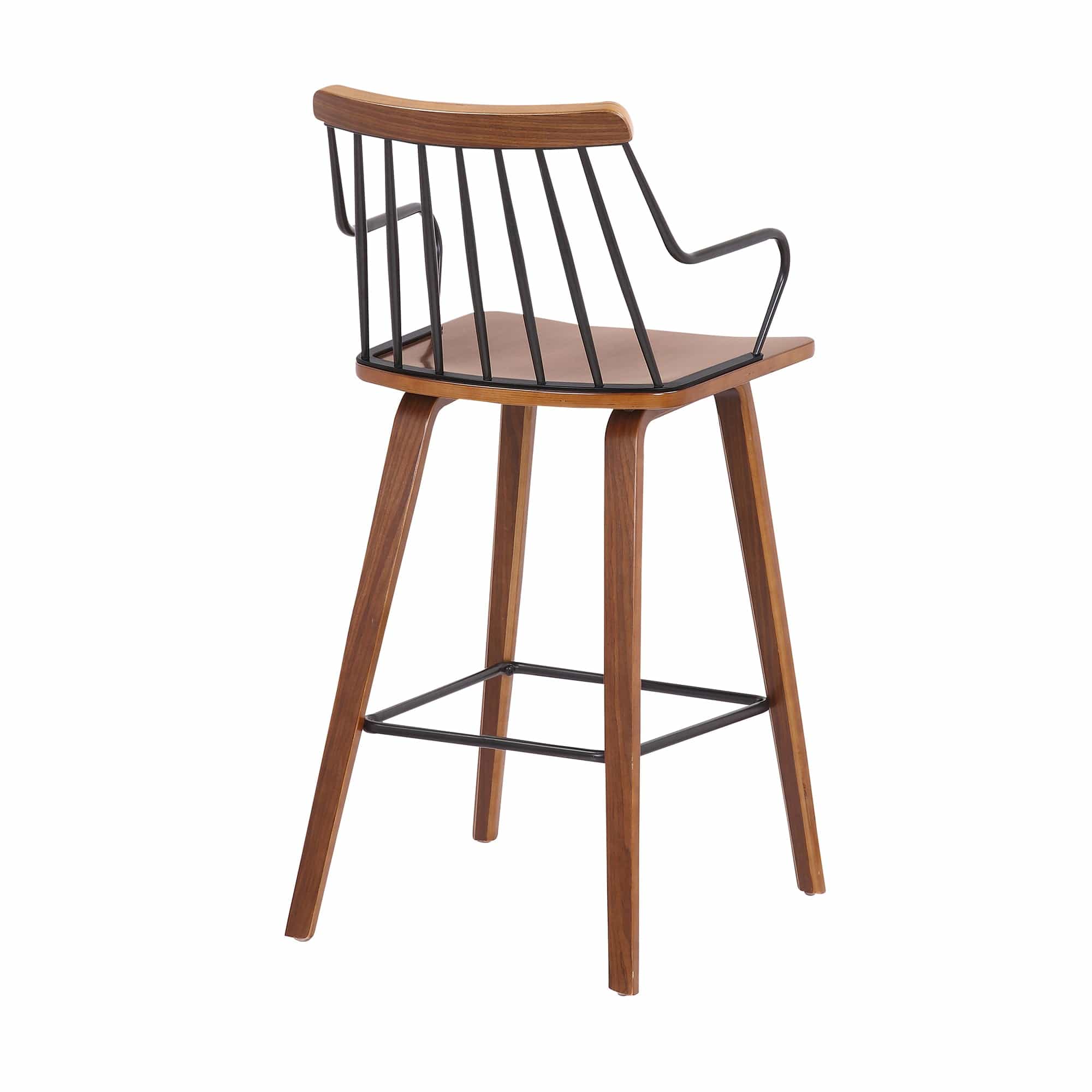 Armen Living Barstool Armen Living | Micah Walnut and Metal Modern 26" Counter Height Bar Stool | LCMIBAWA26