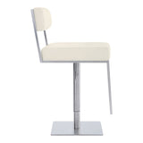 Armen Living Barstool Armen Living - Michele Swivel Adjustable Height White Faux Leather and Brushed Stainless Steel Bar Stool | LCMISWBABSWH