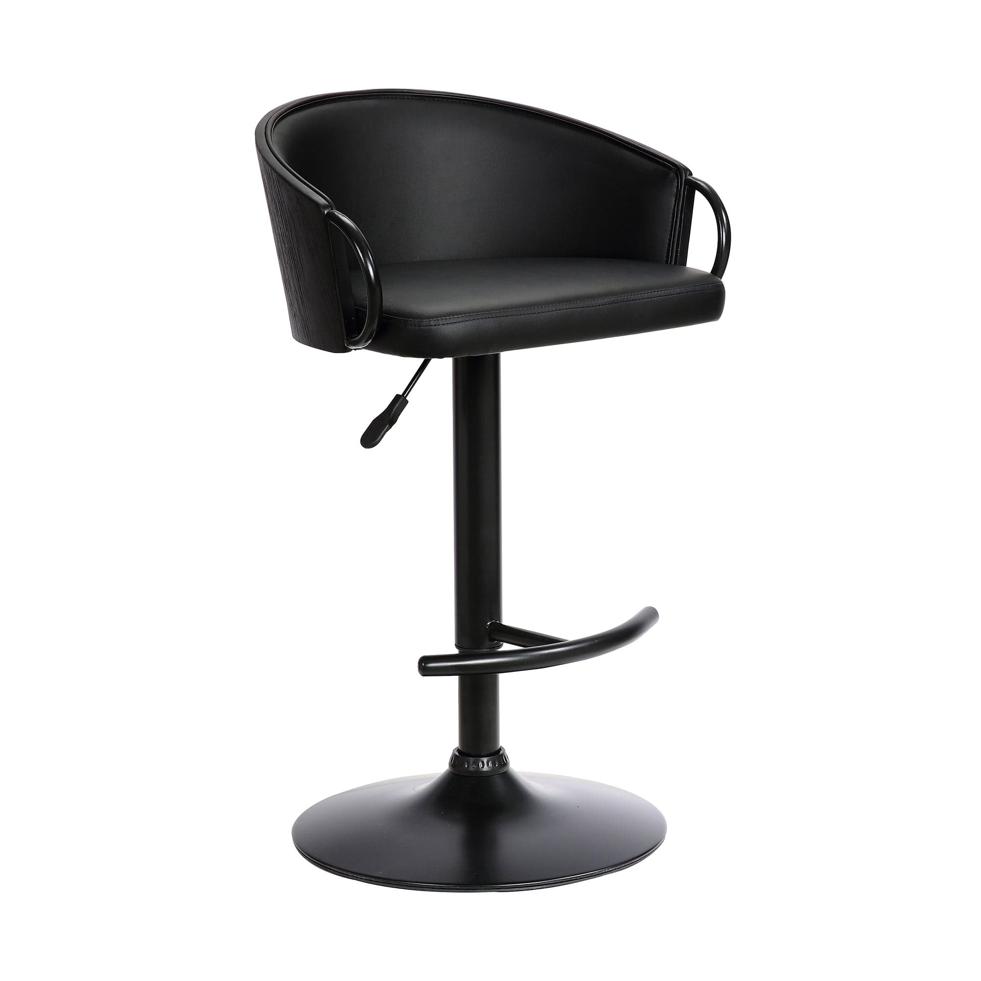 Armen Living Barstool Armen Living | Montego Adjustable Black Faux Leather Swivel Barstool in Black Powder Coated Finish | LCMGBABLBL