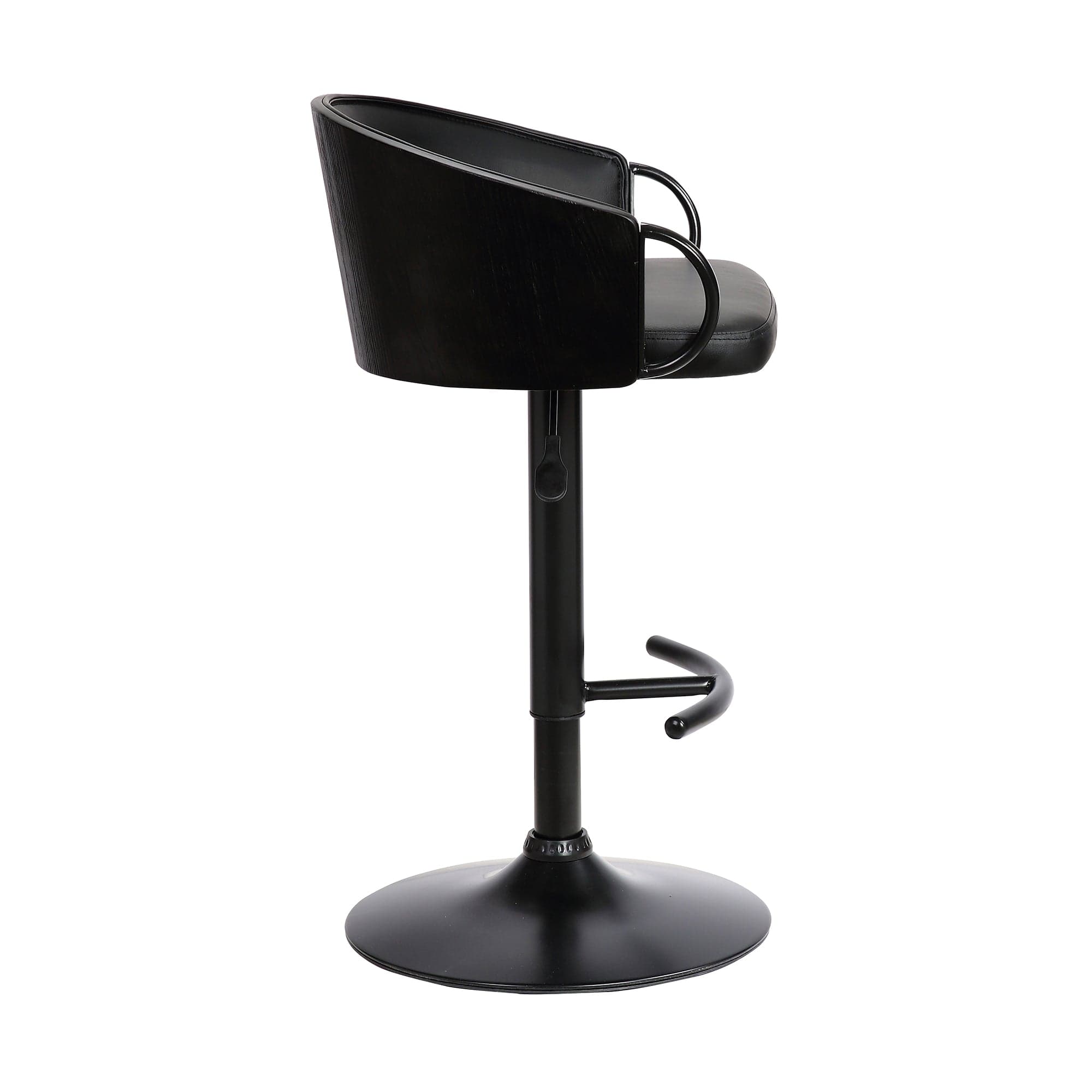 Armen Living Barstool Armen Living | Montego Adjustable Black Faux Leather Swivel Barstool in Black Powder Coated Finish | LCMGBABLBL