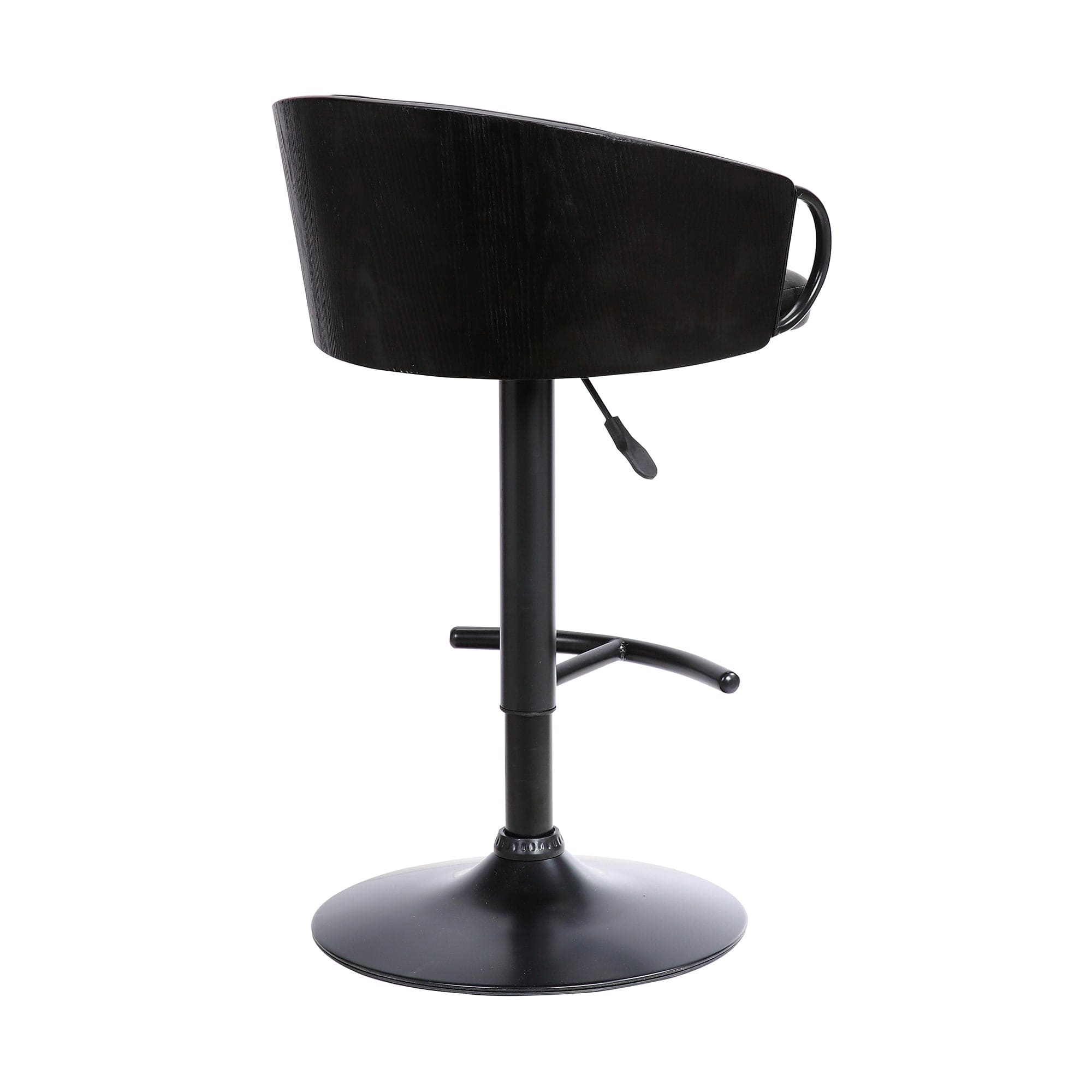 Armen Living Barstool Armen Living | Montego Adjustable Black Faux Leather Swivel Barstool in Black Powder Coated Finish | LCMGBABLBL