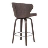 Armen Living Barstool Armen Living - Mynette 26" Swivel Brown Faux Leather Bar Stool | LCMTBAWABR26