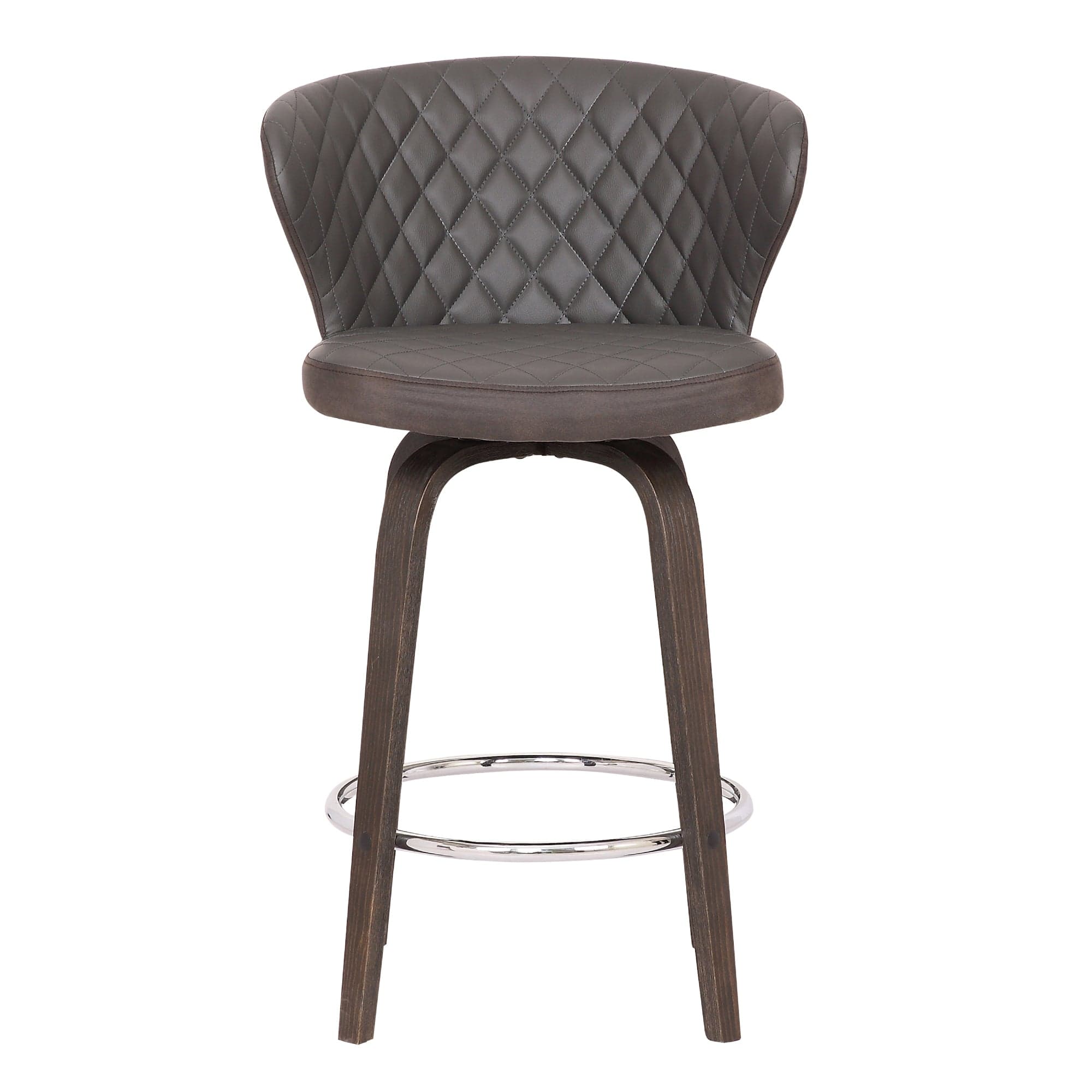 Armen Living Barstool Armen Living - Mynette 26" Swivel Brown Faux Leather Bar Stool | LCMTBAWABR26