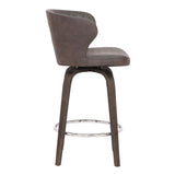 Armen Living Barstool Armen Living - Mynette 26" Swivel Brown Faux Leather Bar Stool | LCMTBAWABR26