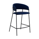 Armen Living Barstool Armen Living | Nara 26" Blue Faux Leather and Metal Counter Height Bar Stool | LCNRBABLBLU26