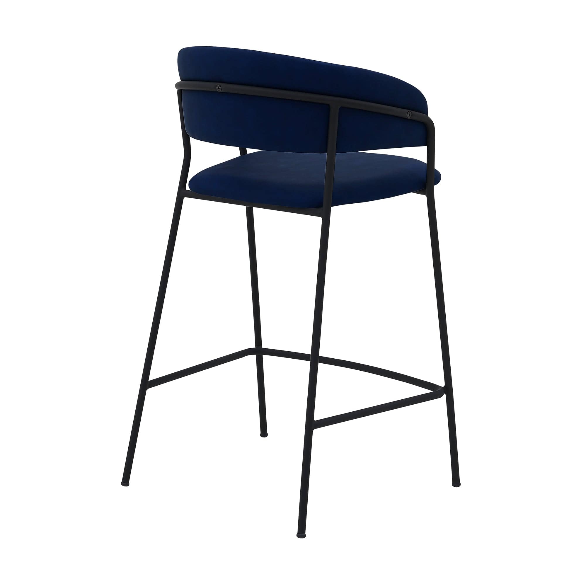 Armen Living Barstool Armen Living | Nara 26" Blue Faux Leather and Metal Counter Height Bar Stool | LCNRBABLBLU26