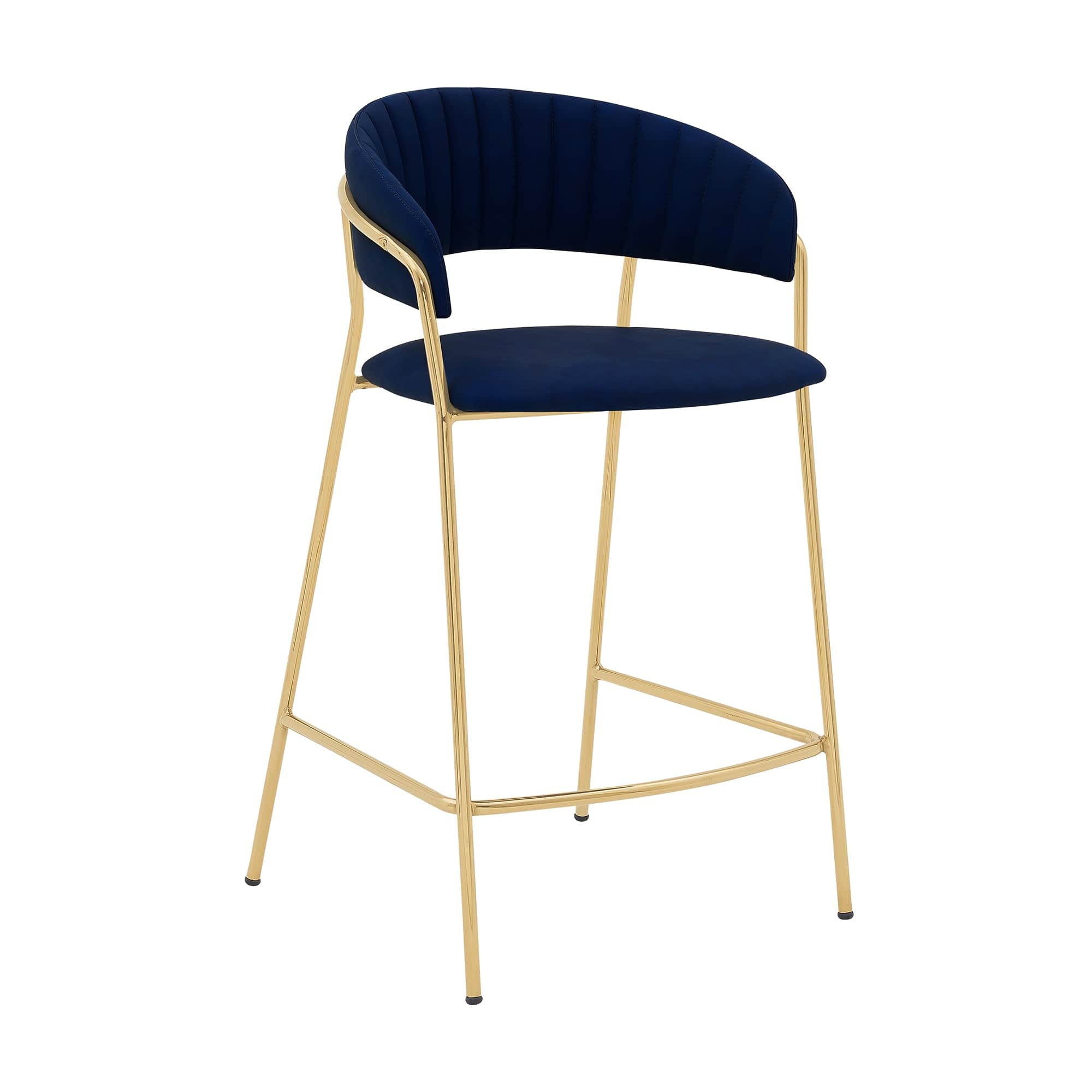 Armen Living Barstool Armen Living | Nara 26" Blue Faux Leather and Metal Counter Height Bar Stool | LCNRBAGLBLU26