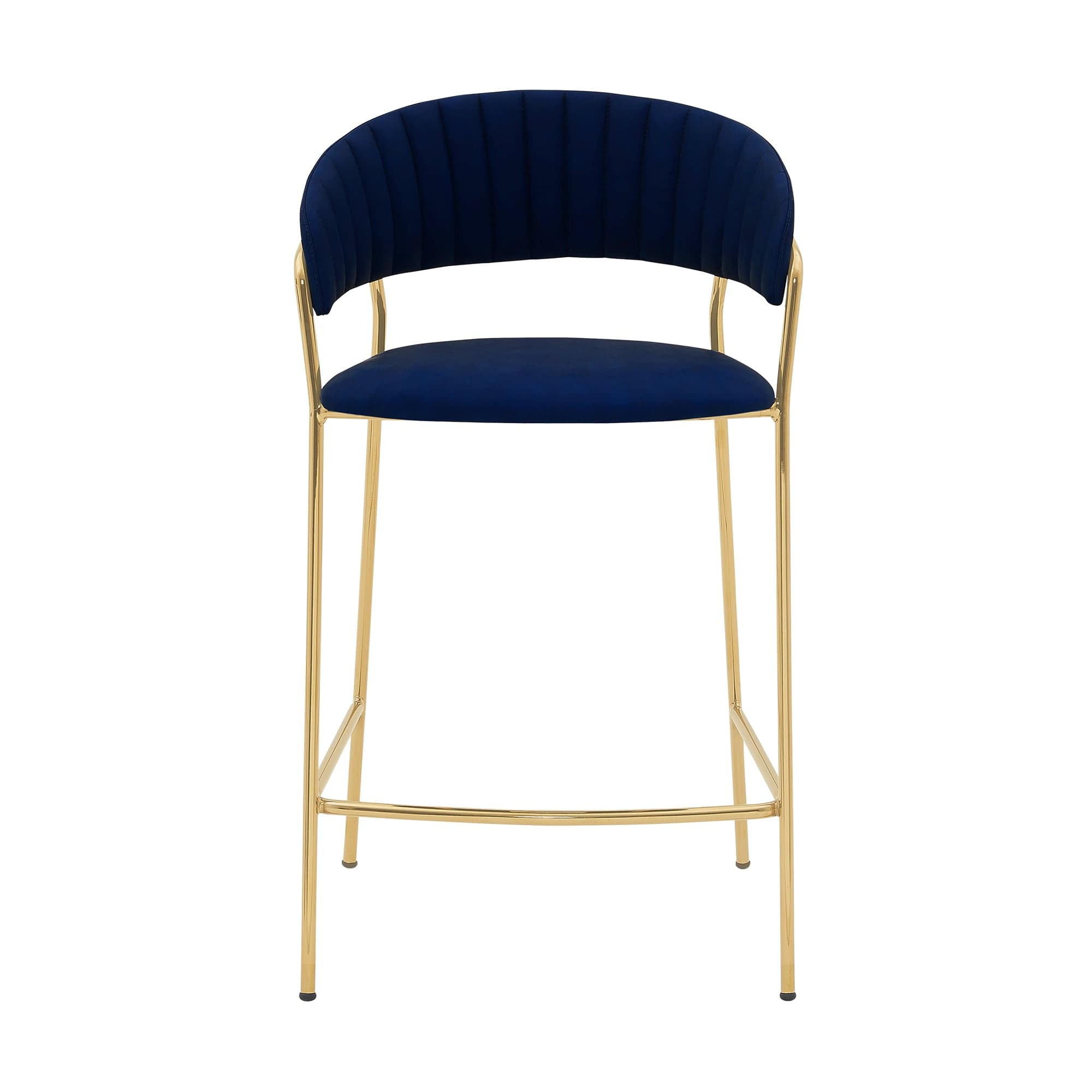 Armen Living Barstool Armen Living | Nara 26" Blue Faux Leather and Metal Counter Height Bar Stool | LCNRBAGLBLU26