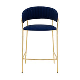 Armen Living Barstool Armen Living | Nara 26" Blue Faux Leather and Metal Counter Height Bar Stool | LCNRBAGLBLU26