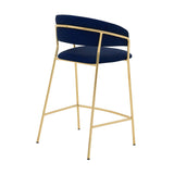 Armen Living Barstool Armen Living | Nara 26" Blue Faux Leather and Metal Counter Height Bar Stool | LCNRBAGLBLU26