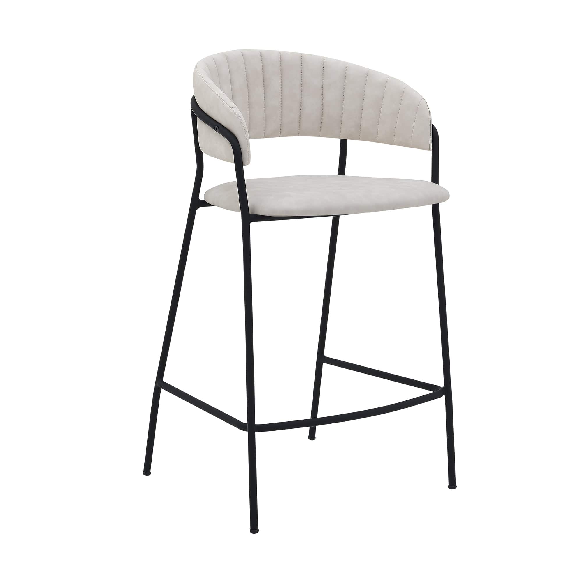 Armen Living Barstool Armen Living | Nara 26" Cream Faux Leather and Metal Counter Height Bar Stool | LCNRBABLCRM26