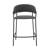 Armen Living Barstool Armen Living | Nara 26" Gray Faux Leather and Metal Counter Height Bar Stool | LCNRBABLGRY26