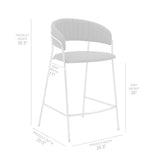 Armen Living Barstool Armen Living | Nara 26" Gray Faux Leather and Metal Counter Height Bar Stool | LCNRBAGLGRY26