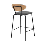 Armen Living Barstool Armen Living | Neo 26" Gray Faux Leather and Metal Counter Height Bar Stool | LCNEBABLGR26