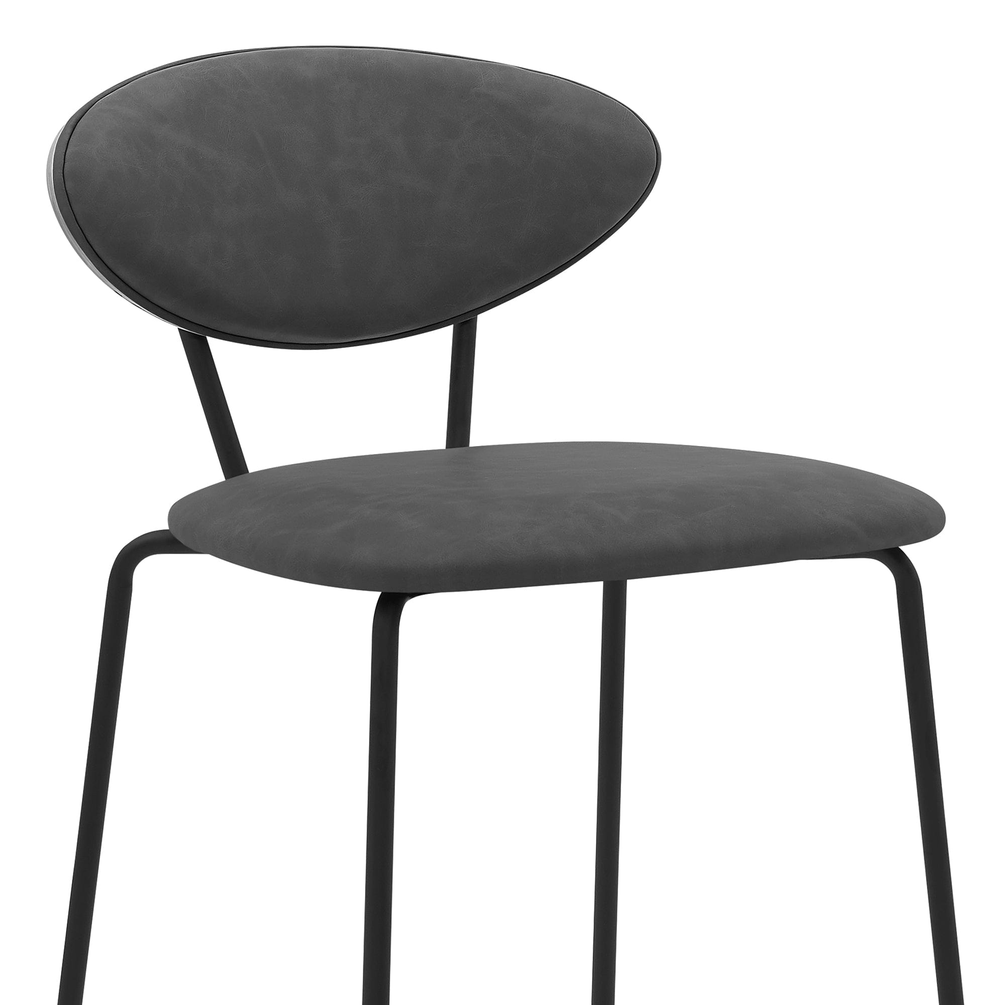 Armen Living Barstool Armen Living | Neo 26" Gray Faux Leather and Metal Counter Height Bar Stool | LCNEBABLGR26