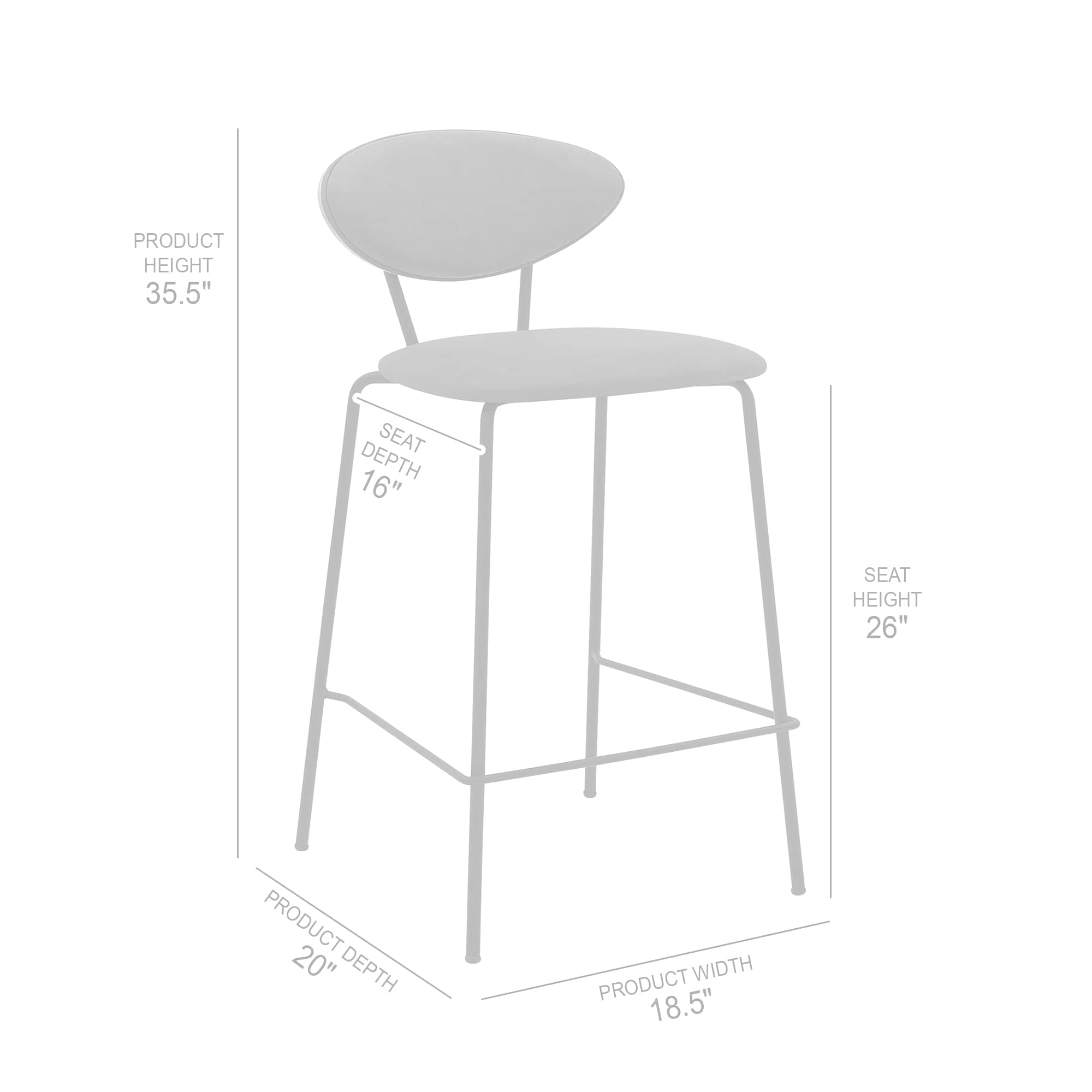 Armen Living Barstool Armen Living | Neo 26" Gray Faux Leather and Metal Counter Height Bar Stool | LCNEBABLGR26