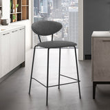 Armen Living Barstool Armen Living | Neo 26" Gray Faux Leather and Metal Counter Height Bar Stool | LCNEBABLGR26