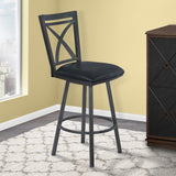 Armen Living Barstool Armen Living | Nova 26" Counter Height Metal Swivel Barstool in Ford Black Pu and Mineral Finish | LCNOBAMFBL26