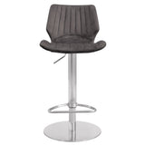 Armen Living Barstool Armen Living | Oneida Adjustable Gray Velvet and Brushed Stainless Steel Bar and Counter Stool | 721535752683