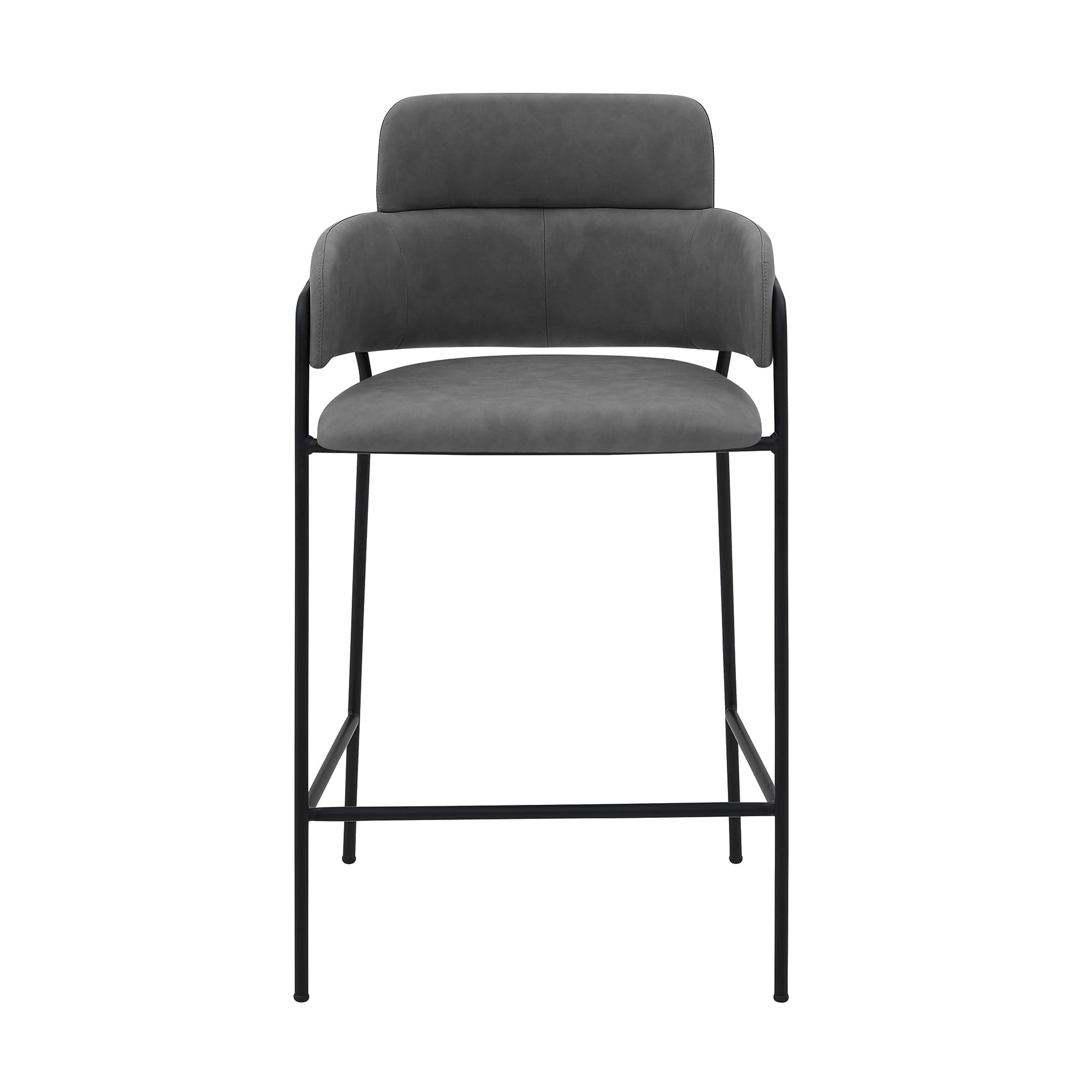 Armen Living Barstool Armen Living | Oshen 26" Gray Faux Leather and Metal Counter Height Bar Stool | LCOSBABLGRY26