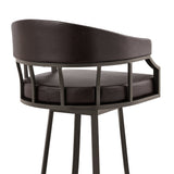 Armen Living Barstool Armen Living | Palmdale 26" Swivel Brown Faux Leather and Java Brown Metal Bar Stool | 795044878134